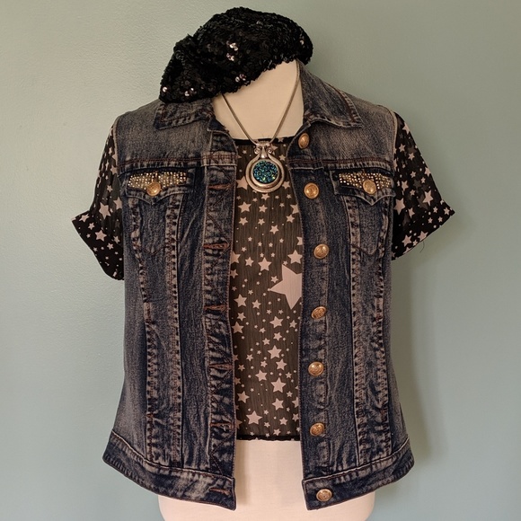 Bejeweled Denim Vest - Picture 1 of 5